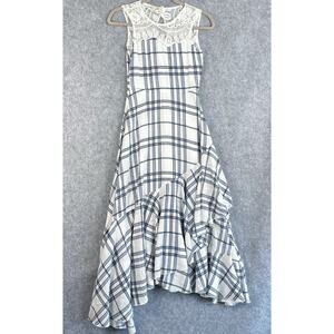 Mia Joy Dress Girls 12 Blue Plaid Lace Asymmetric Ruffle Cottage Boho Peasant